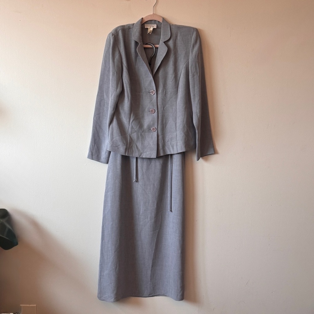 Studio C Classic Gray/blue Skirt Set